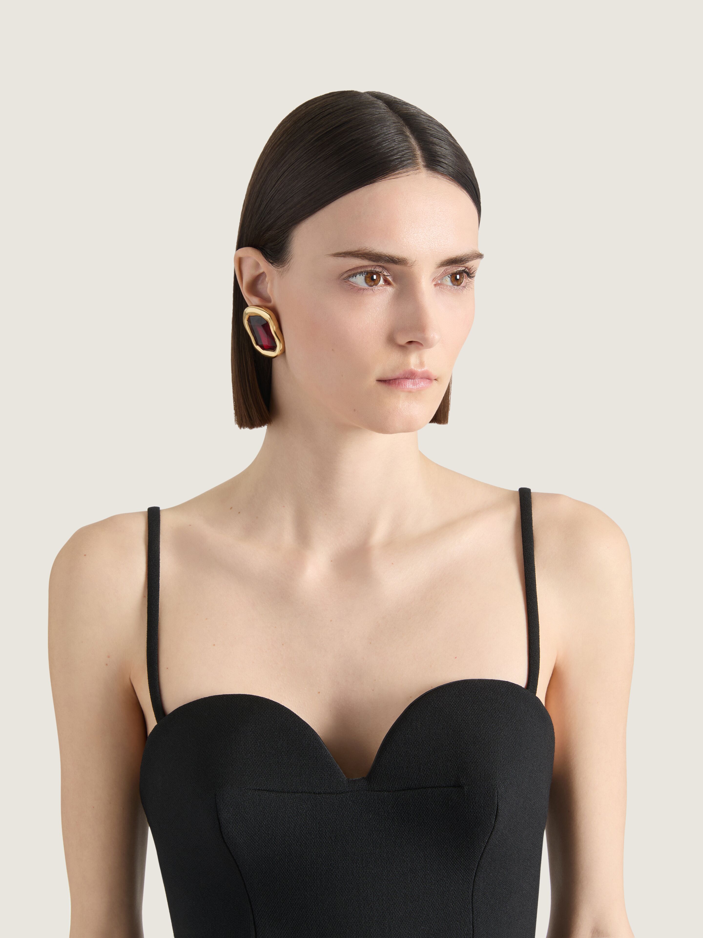 Sculptural Crystal earrings in metal and crystals